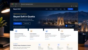 Modern Bayani Soft web development and digital strategy dashboard for a Quetta business