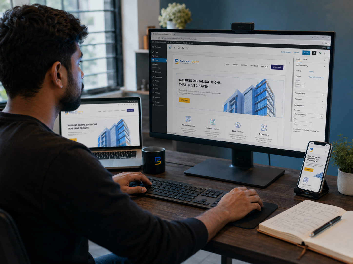 Responsive website and custom MIS reviewed across desktop, laptop, tablet and mobile devices